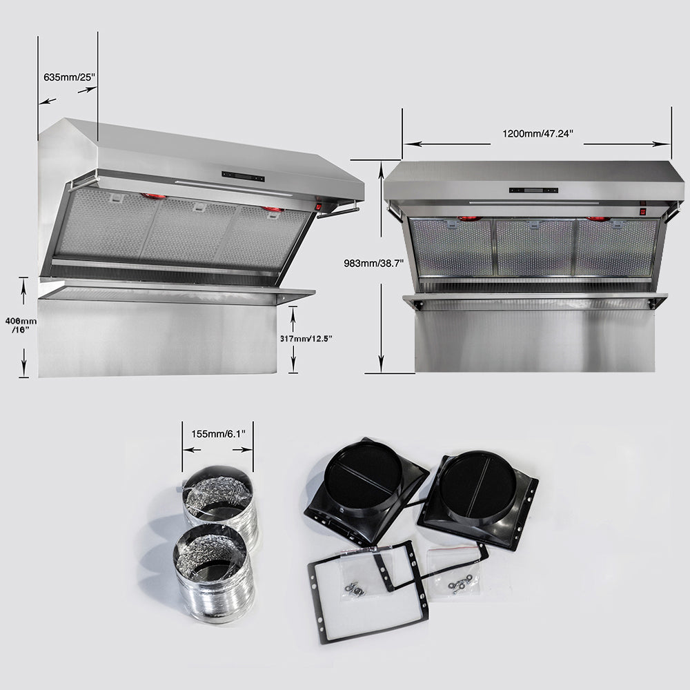 Campana extractora de pared Forno Savona de 48 pulgadas, filtros híbridos, protector contra salpicaduras incluido