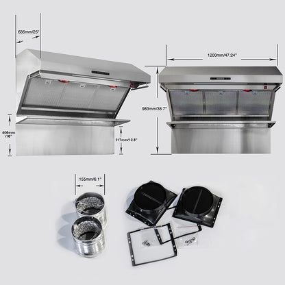 Campana extractora de pared Forno Savona de 48 pulgadas, filtros híbridos, protector contra salpicaduras incluido