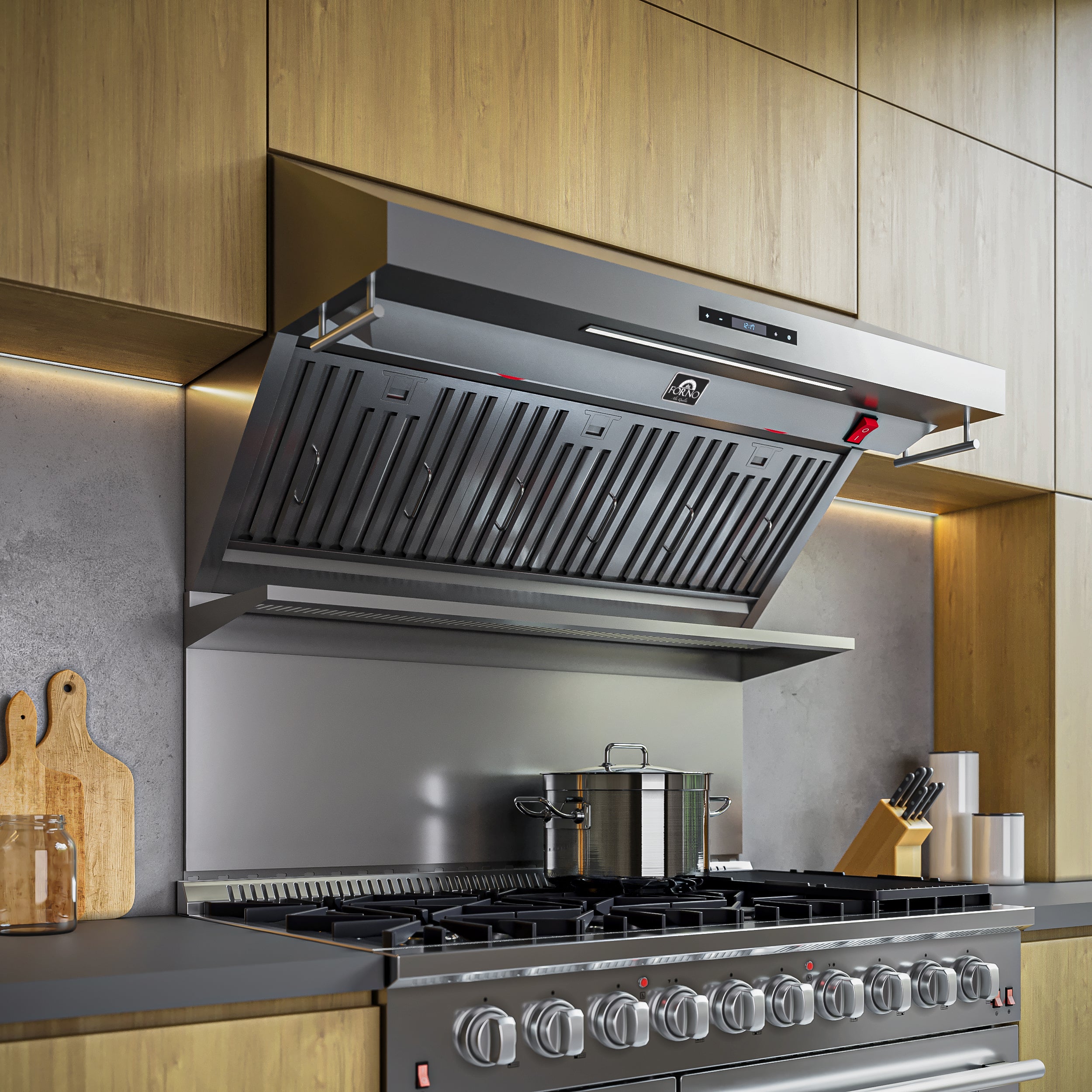 イオナエフ Forno Savona 48-Inch Wall Mount Range Hood, Baffle Filters