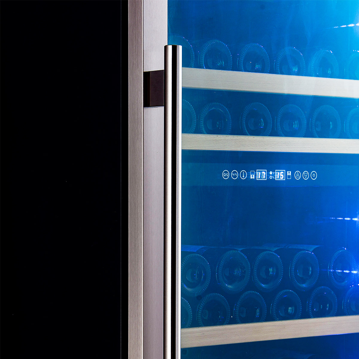 Enfriador de vinos Forno Avellino de 24 pulgadas y doble zona, 16 pies cúbicos, zonas de temperatura ajustables, acero inoxidable