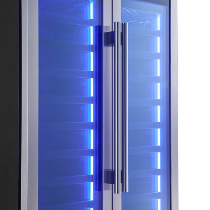 Enfriador de vinos Forno Campania de 32 pulgadas, acero inoxidable, dos zonas para vinos, dos cajones para bebidas, 17.7 pies cúbicos