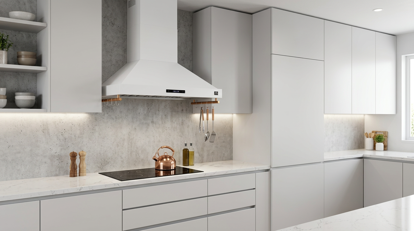 Forno Venezia 30 Inch Wall-Mounted Range Hood in White with Touch Controls and Baffle Filters - Forno Appliances
