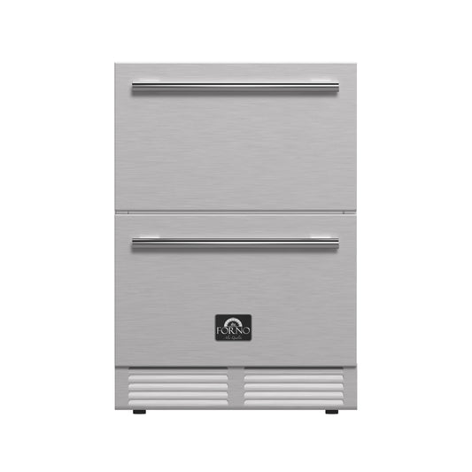 Refrigerador Forno Como de 24 pulgadas con cajones para interior y exterior, 4.87 pies cúbicos, interior de acero inoxidable, estantes ajustables, iluminación LED