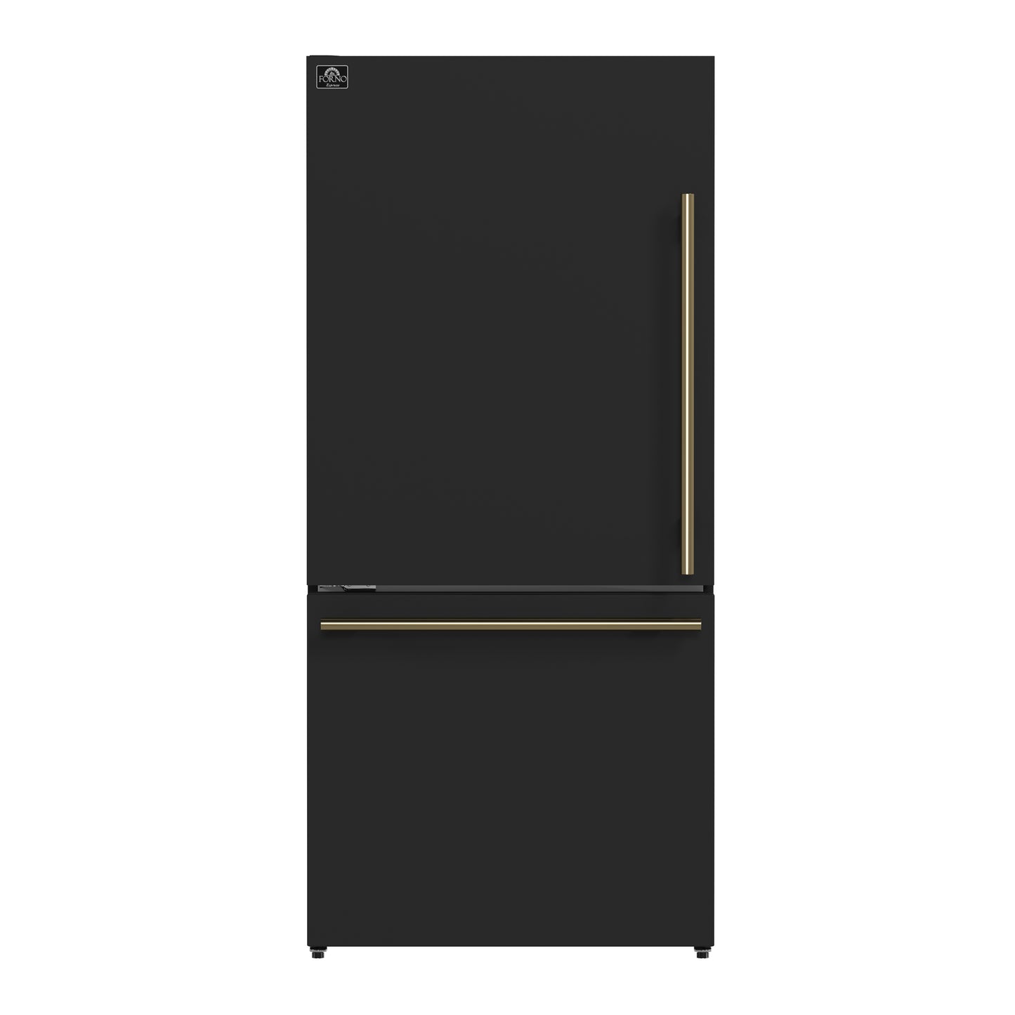 Refrigerador Forno Milano Espresso de 31 pulgadas, color negro, con congelador inferior, 17.2 pies cúbicos, de bajo consumo, sin escarcha, con máquina de hielo integrada
