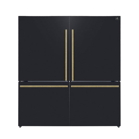 Refrigerador independiente Forno Milano de 2 piezas, 62 pulgadas, doble congelador inferior, color negro, 34.4 pies cúbicos, control táctil, máquina de hielo