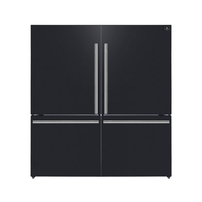 Réfrigérateur autonome Forno Milano 2 pièces de 62 pouces avec congélateur inférieur double, noir – 34,4 pi³, commandes tactiles, machine à glaçons