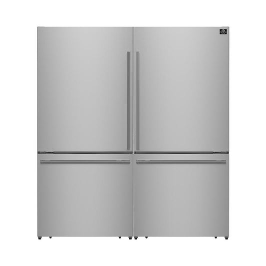 Refrigerador independiente Forno Milano de 2 piezas, 62 pulgadas, doble congelador inferior, acero inoxidable, 34.4 pies cúbicos, control táctil, máquina de hielo