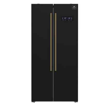 Réfrigérateur côte à côte Forno Salerno Espresso noir de 33 pouces, 15,6 pi³, écoénergétique, sans givre, design moderne