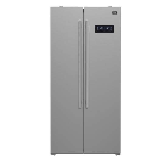Refrigerador Forno Salerno de acero inoxidable de 33 pulgadas, lado a lado, 15.6 pies cúbicos, certificación ENERGY STAR