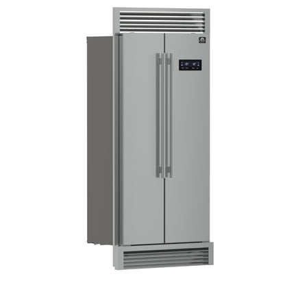 Forno Salerno 37-Inch Built-In Stainless Steel Refrigerator, 15.6 cu.ft, Decorative Grill, ENERGY STAR Certified