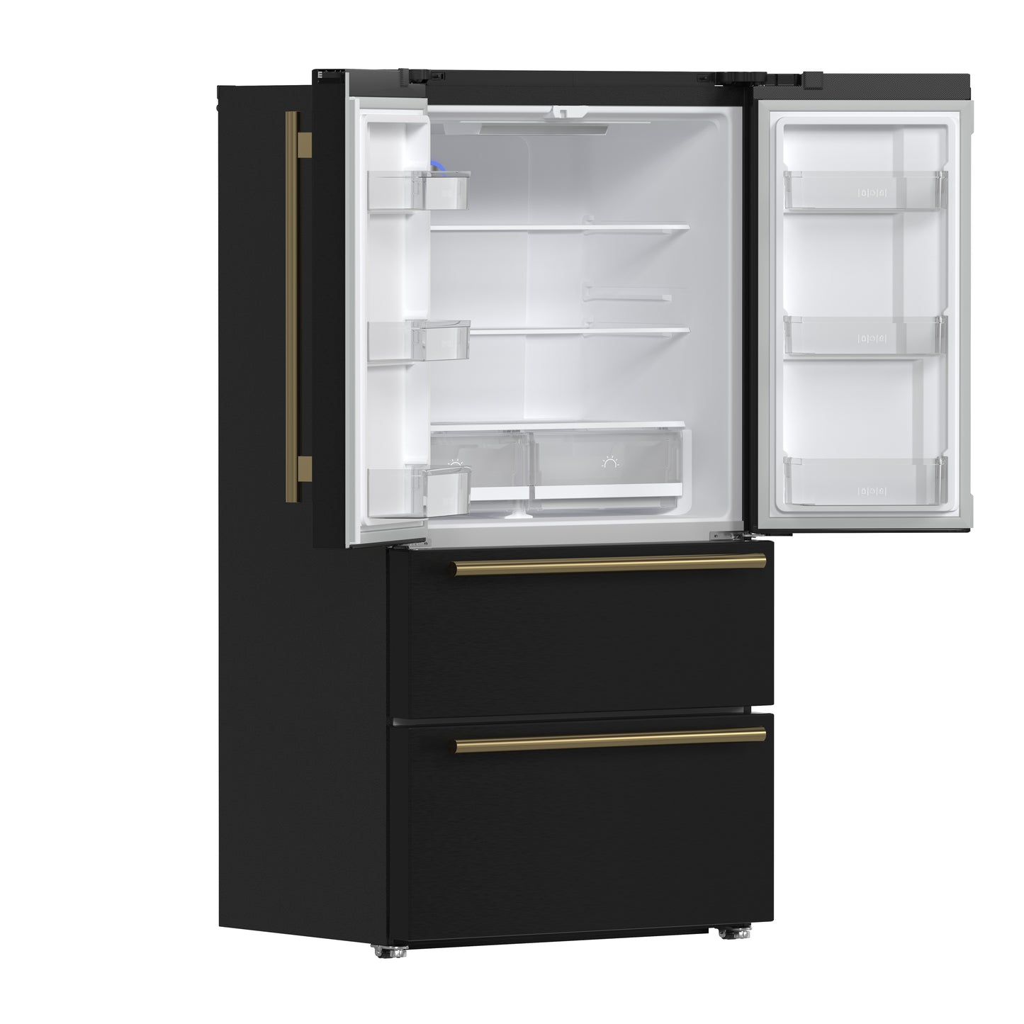 Refrigerador Forno Moena Espresso de 36 pulgadas, color negro, con puerta francesa, 19.2 pies cúbicos, antiescarcha, máquina de hielo automática, certificación ENERGY STAR