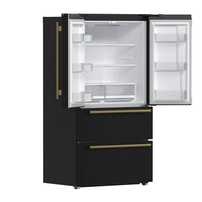 Refrigerador Forno Moena Espresso de 36 pulgadas, color negro, con puerta francesa, 19.2 pies cúbicos, antiescarcha, máquina de hielo automática, certificación ENERGY STAR
