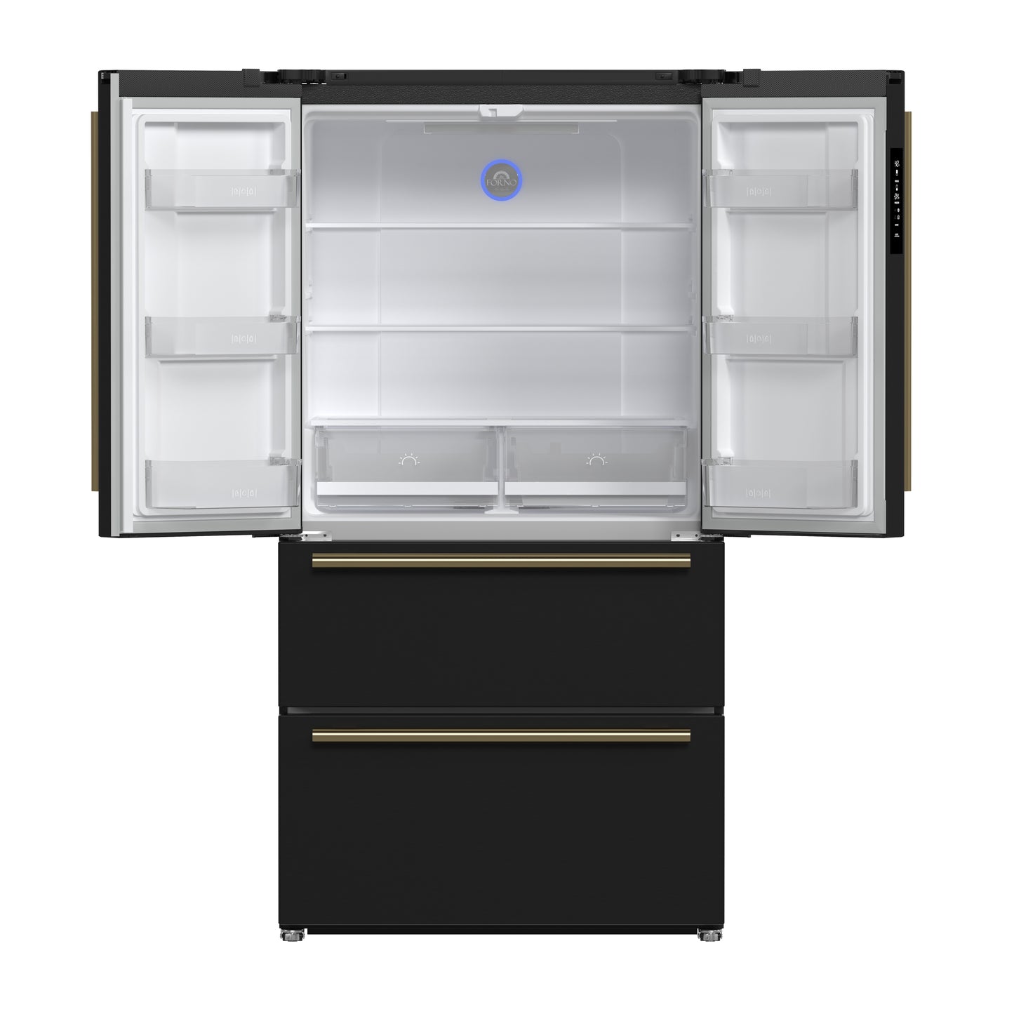 Refrigerador Forno Moena Espresso de 36 pulgadas, color negro, con puerta francesa, 19.2 pies cúbicos, antiescarcha, máquina de hielo automática, certificación ENERGY STAR