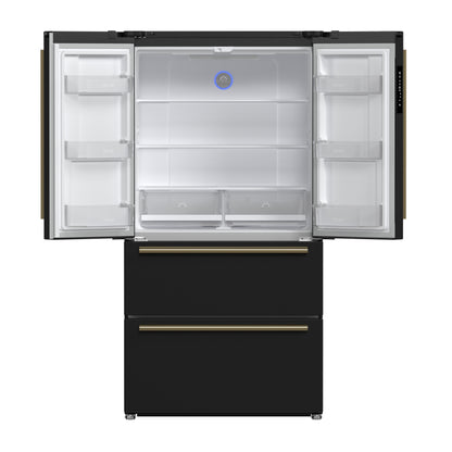 Refrigerador Forno Moena Espresso de 36 pulgadas, color negro, con puerta francesa, 19.2 pies cúbicos, antiescarcha, máquina de hielo automática, certificación ENERGY STAR