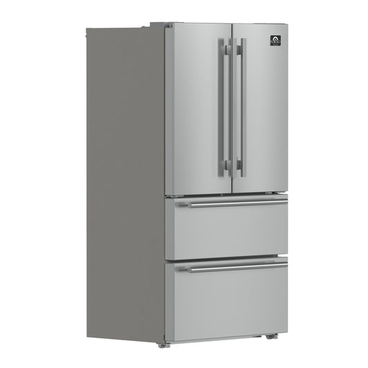 FORNO 2-Piece SS Kitchen Bundle - 30" Induction Range and 36" Bottom Freezer Refrigerator - Forno Appliances