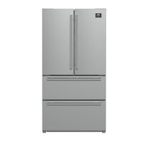 Forno Moena Refrigerador de Puertas Francesas de 36 Pulgadas, 19.2 pies cúbicos, Profundidad de Mostrador, Fabricador de Hielo, Panel Interior de Acero Inoxidable, Certificado ENERGY STAR
