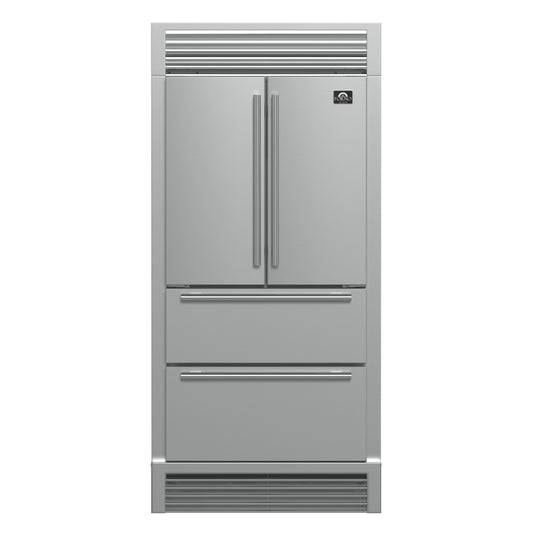 Refrigerador Forno Moena de 40 pulgadas con puerta francesa, acero inoxidable, 19.2 pies cúbicos, parrilla decorativa, certificación ENERGY STAR