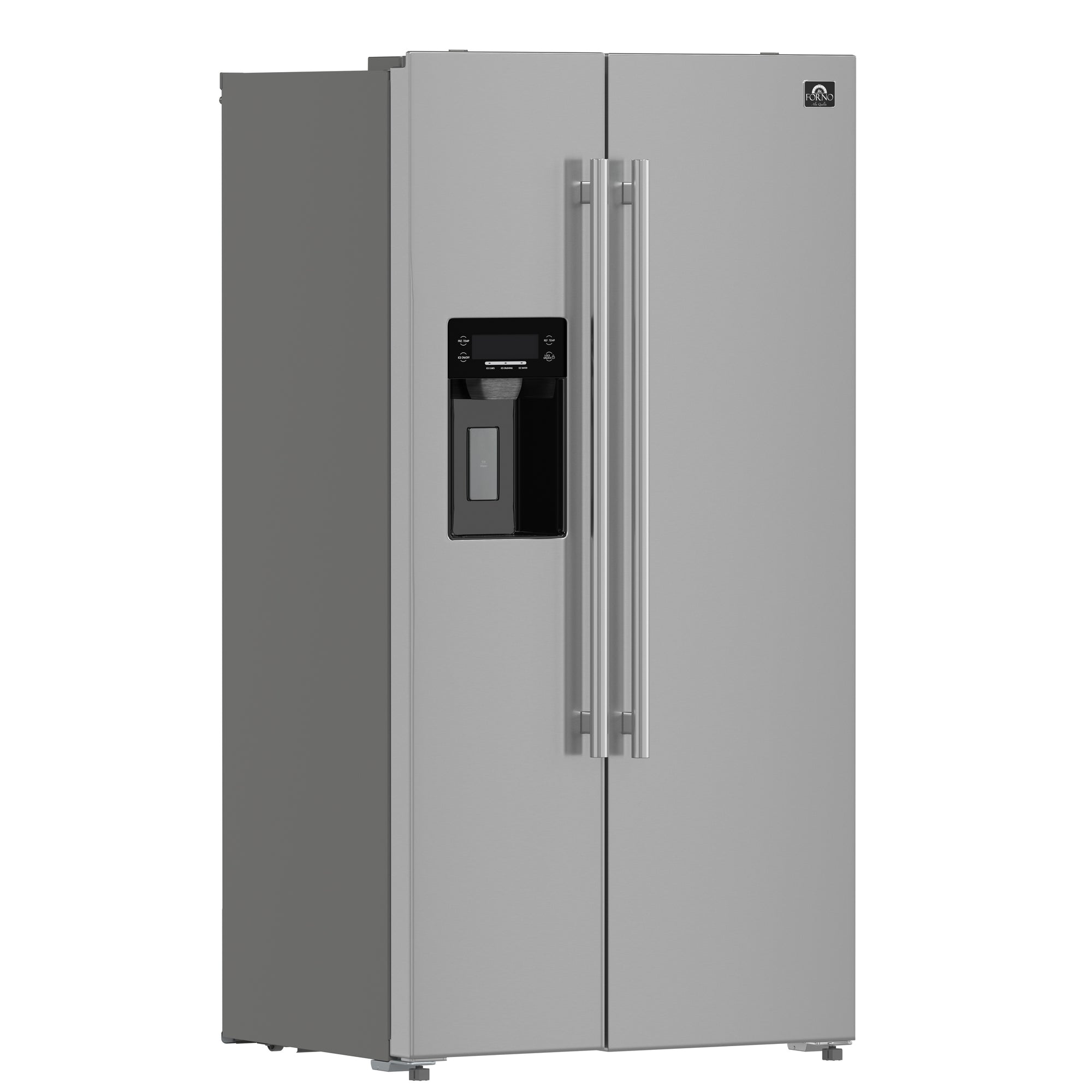 Forno Salerno 36" Side-by-Side Refrigerator and Freezer with 20 Cubic Ft.- Stainless Steel French Door Built-In Ice Maker Fridge on Fridge.com