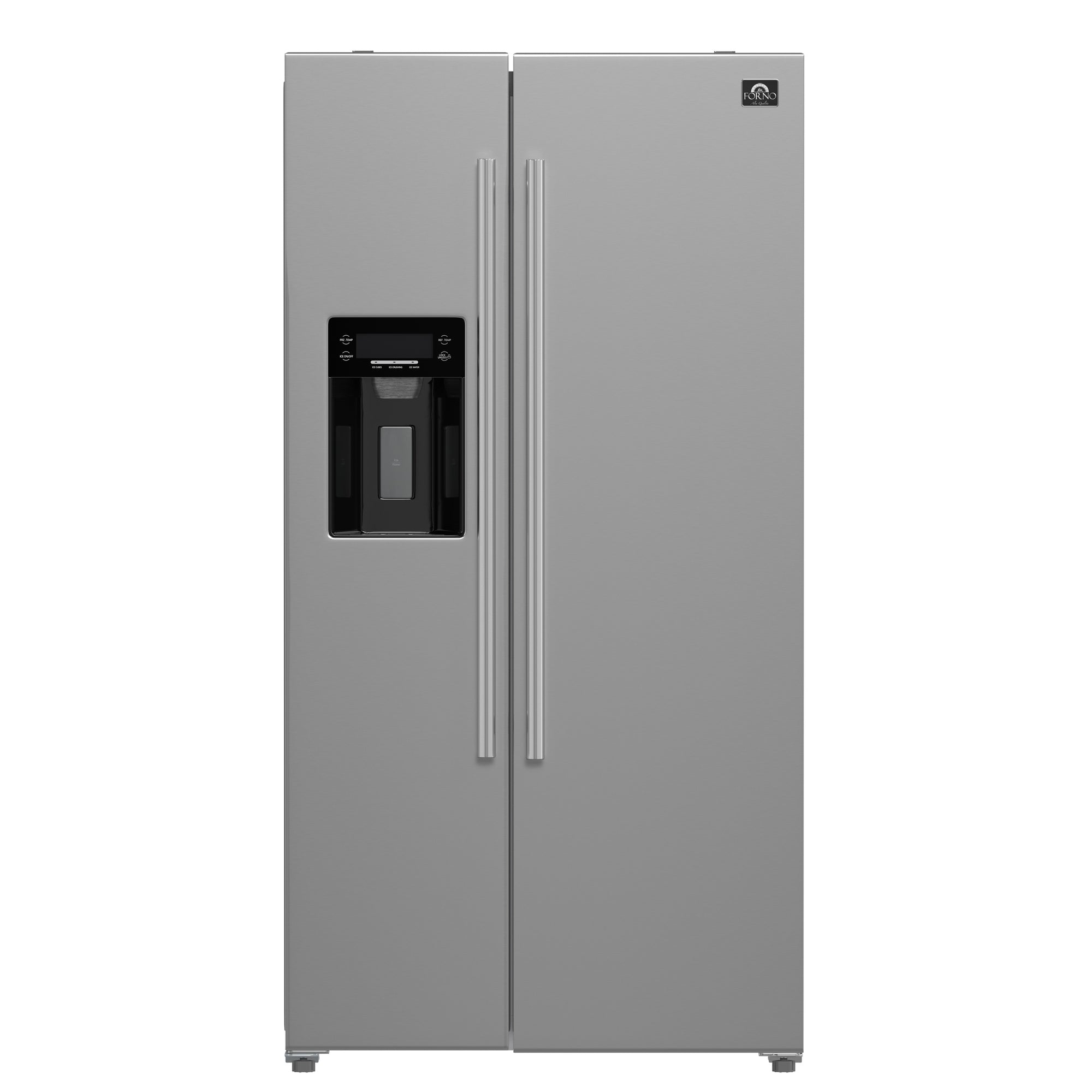 Forno Salerno 36" Side-by-Side Refrigerator and Freezer with 20 Cubic Ft.- Stainless Steel French Door Built-In Ice Maker Fridge on Fridge.com