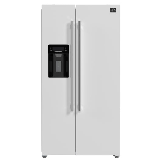 Refrigerador Forno Salerno Espresso de 36 pulgadas, blanco, de dos puertas verticales, 20 pies cúbicos, antiescarcha, con dispensador de hielo y agua, certificación ENERGY STAR
