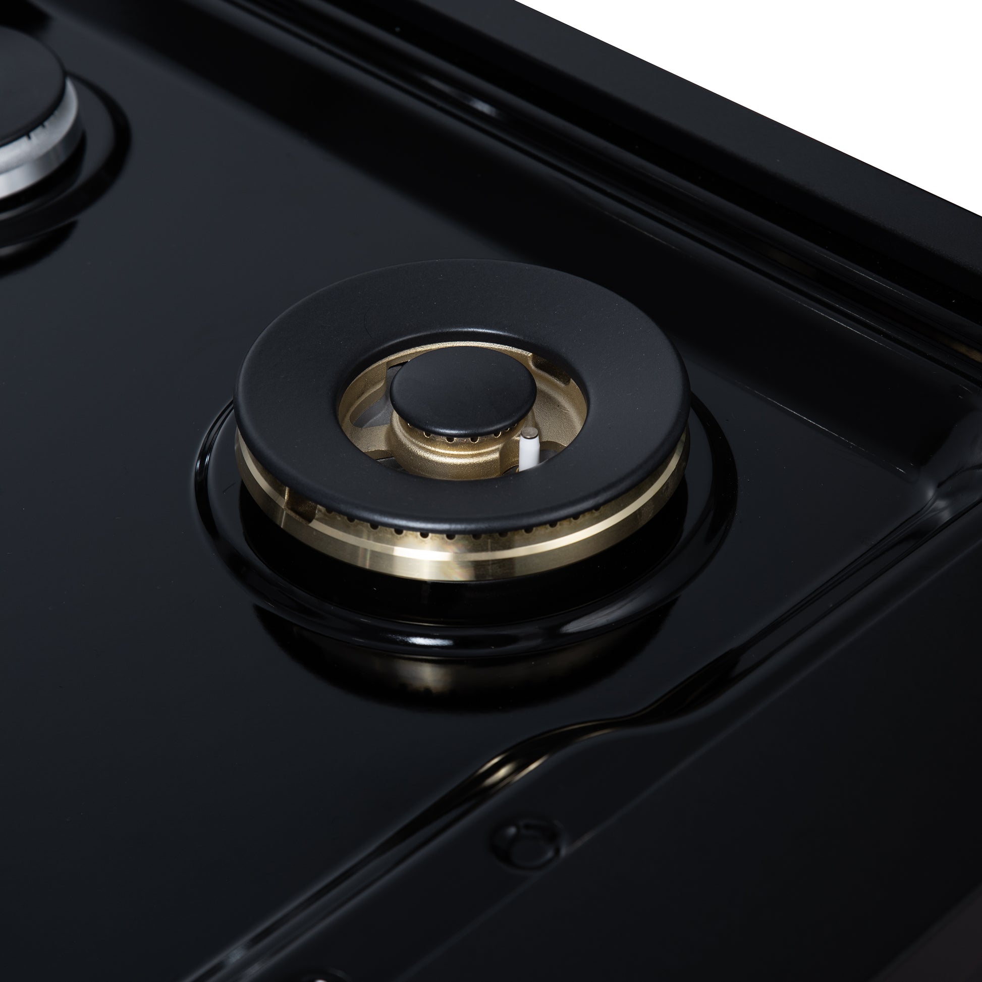 Valente 36" Gas Cooktop in Black, 6 Sealed burners, 71,000 BUT Output, 1 Antique Brass Dual-Ring Burner, Continuous Cast Iron Grates - Forno Appliances