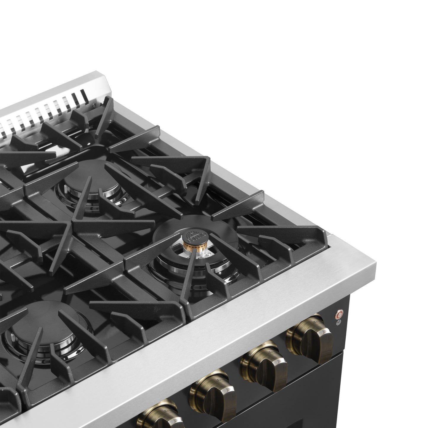 Cuisinière à gaz double foyer autonome à portes françaises Forno Galiano de 36 pouces, noire