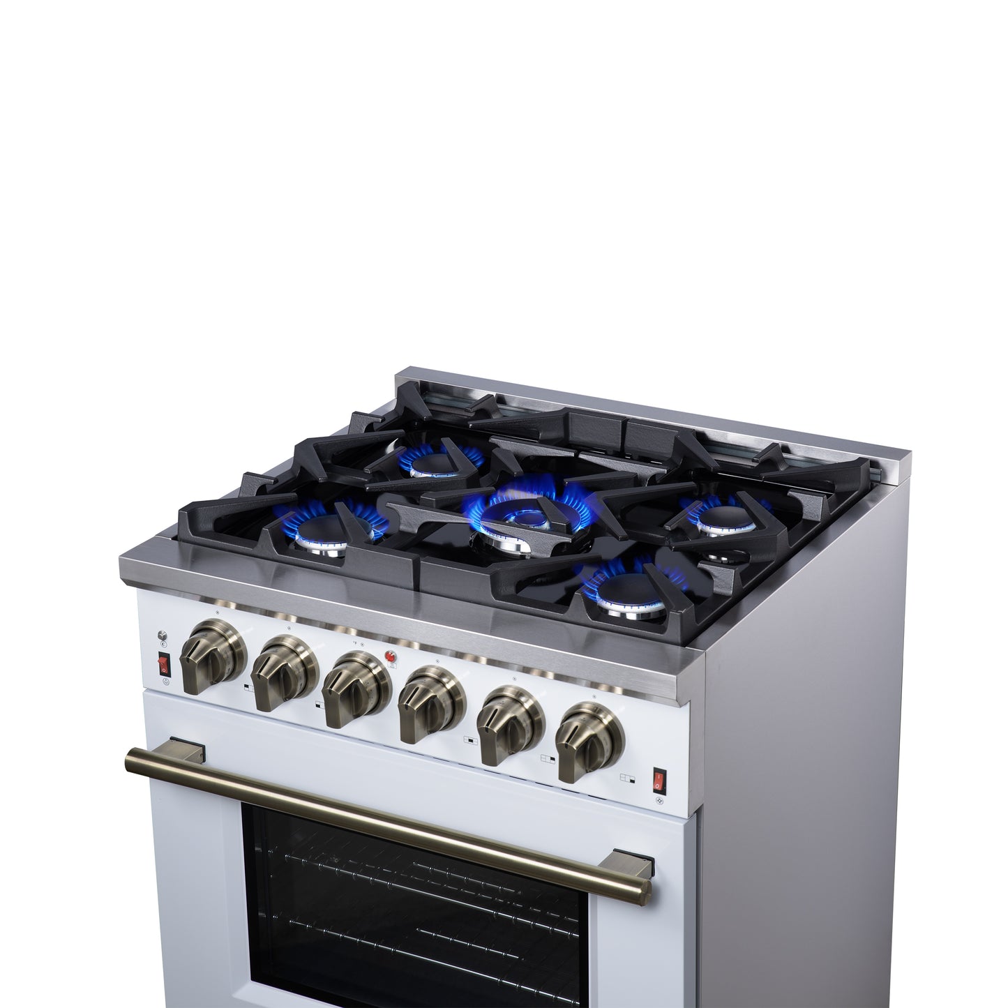 Cuisinière à gaz autonome blanche Forno Massimo de 30 pouces, 4 brûleurs, four à convection véritable