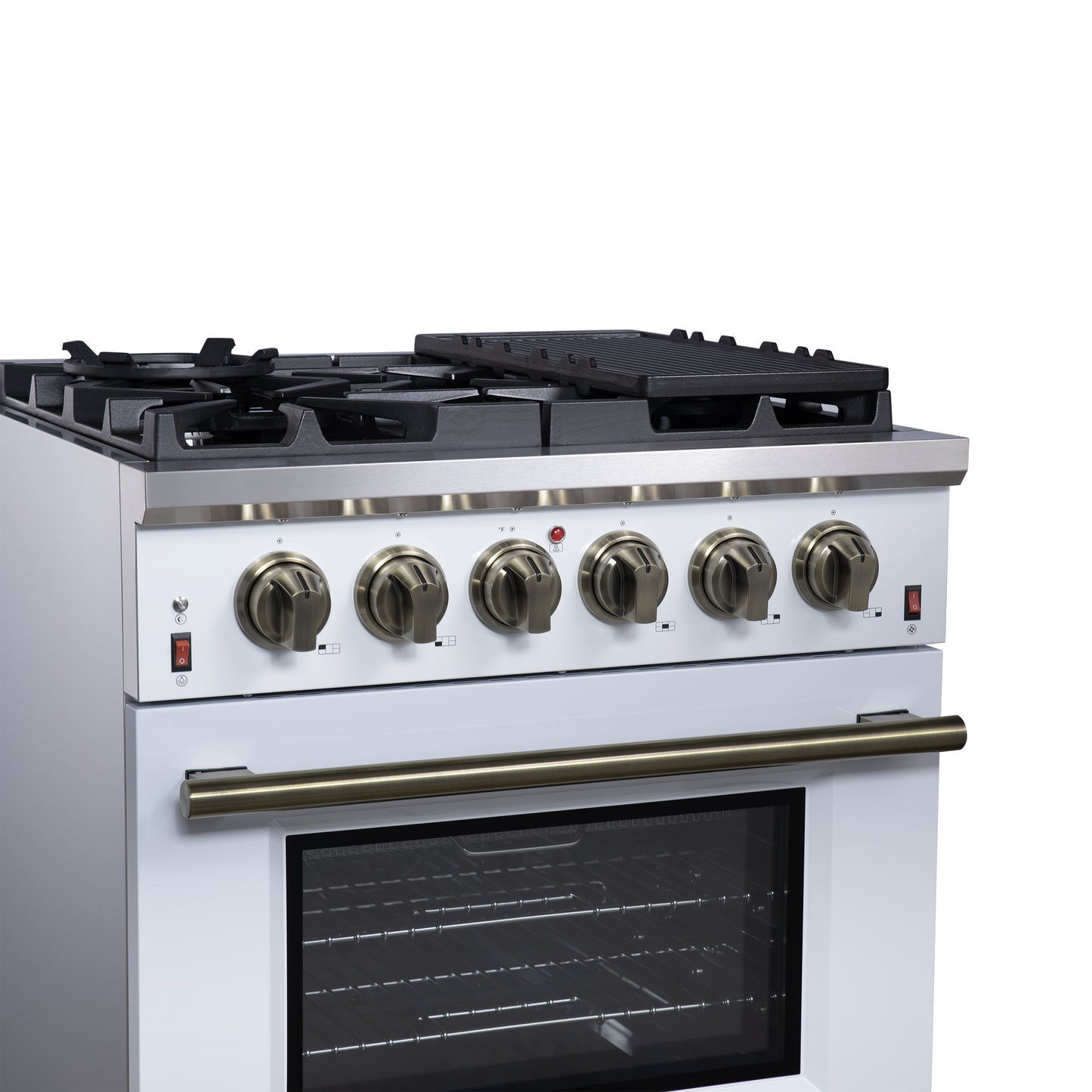 Cuisinière à gaz autonome blanche Forno Massimo de 30 pouces, 4 brûleurs, four à convection véritable