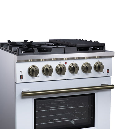 Cuisinière à gaz autonome blanche Forno Massimo de 30 pouces, 4 brûleurs, four à convection véritable