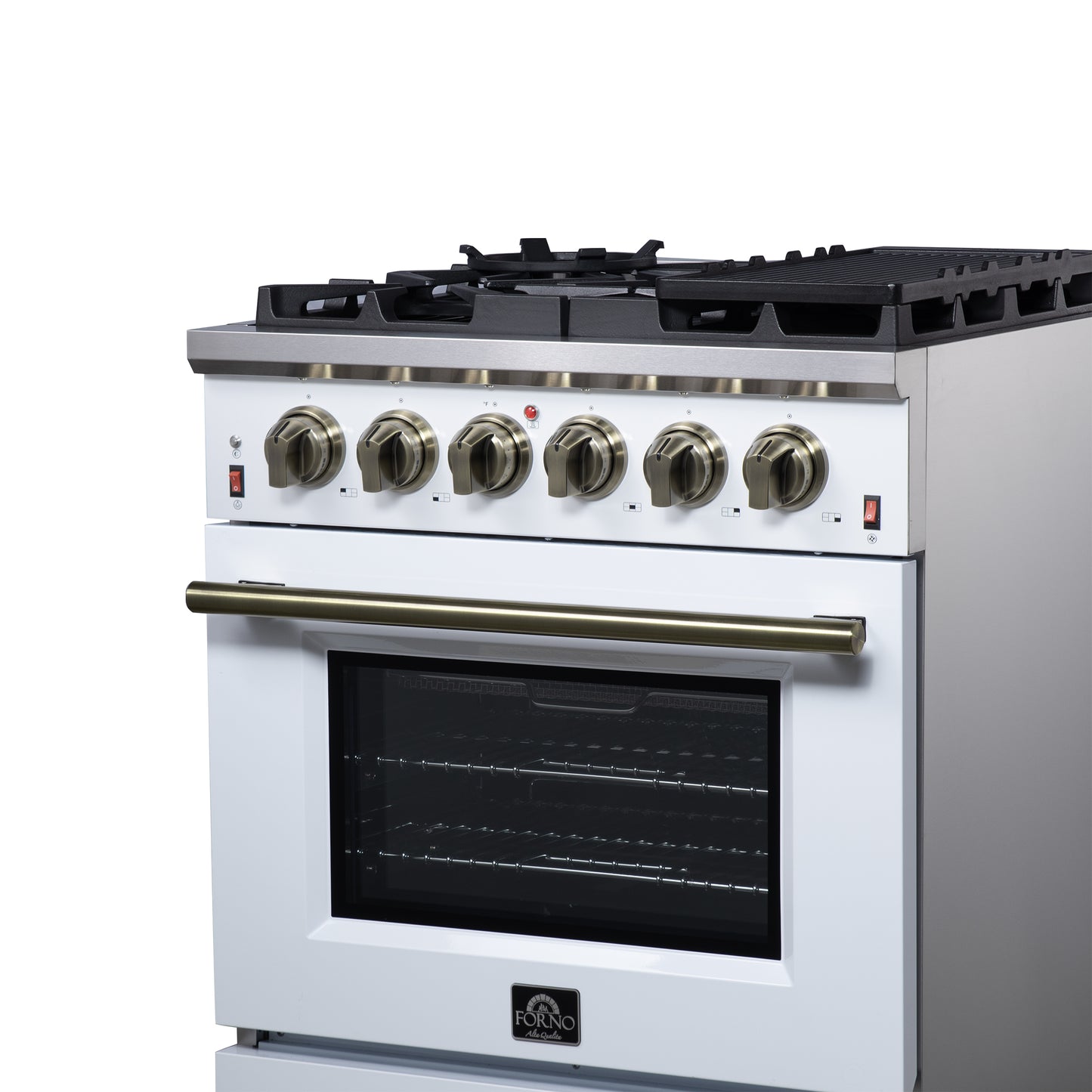 Cuisinière à gaz autonome blanche Forno Massimo de 30 pouces, 4 brûleurs, four à convection véritable