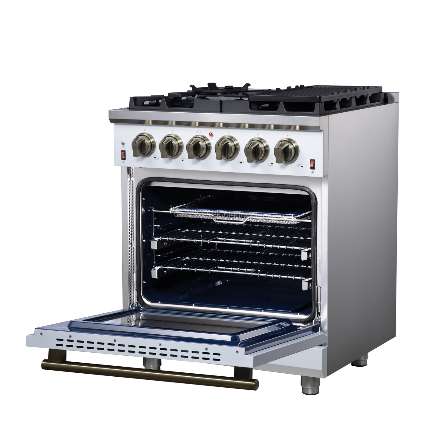 Cuisinière à gaz autonome blanche Forno Massimo de 30 pouces, 4 brûleurs, four à convection véritable