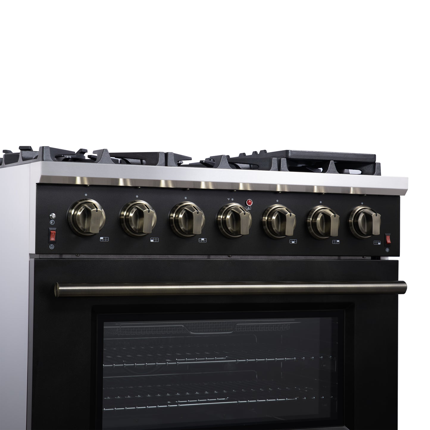 Forno Massimo 36-Inch Black Freestanding Gas Range, 6 Sealed Burners, Convection Oven, Energy Efficient