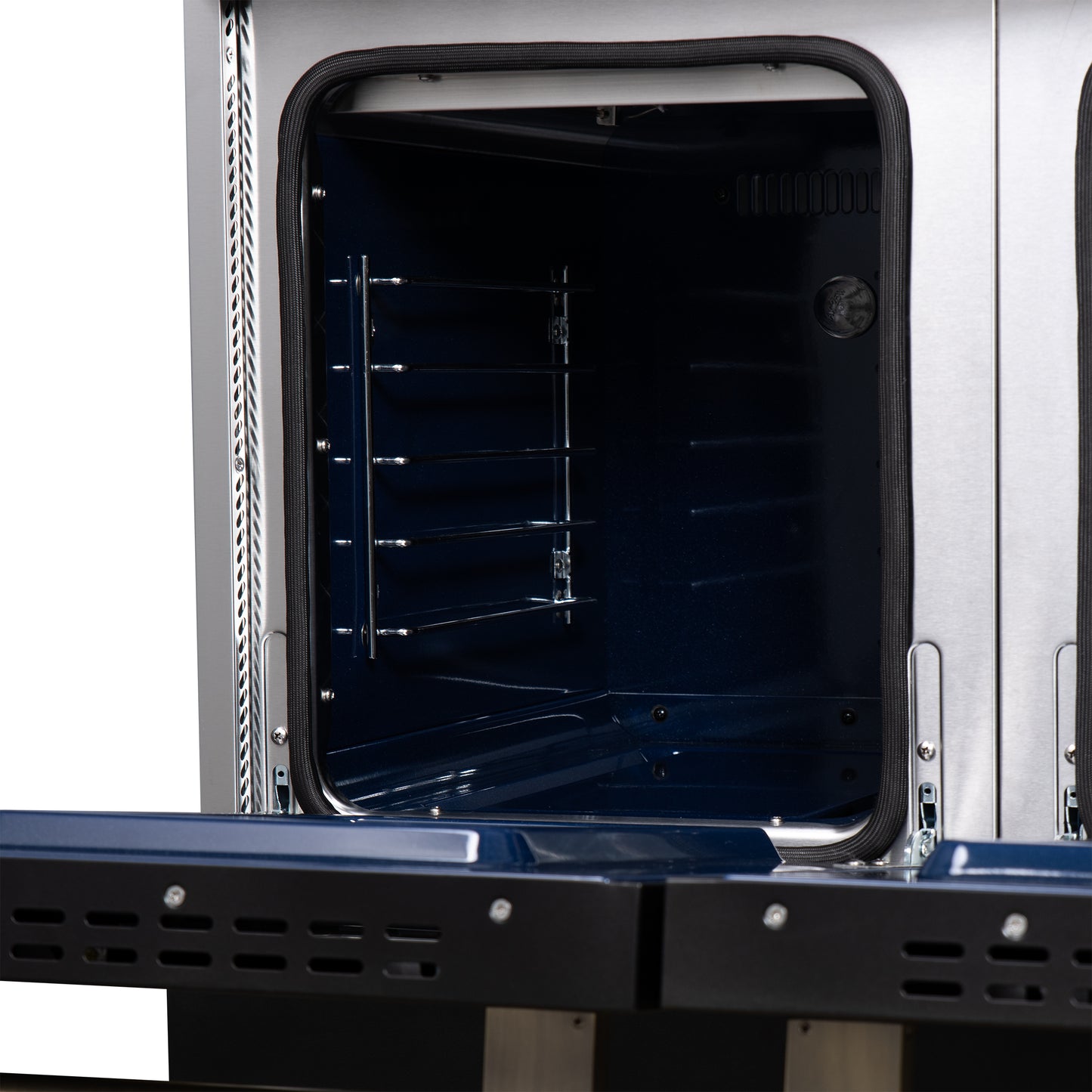 Cuisinière à gaz autonome noire Forno Massimo de 48 pouces, 8 brûleurs, four à convection véritable