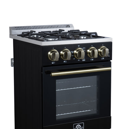 Cuisinière à gaz autonome Forno Lamazze de 20 pouces, noire, design compact