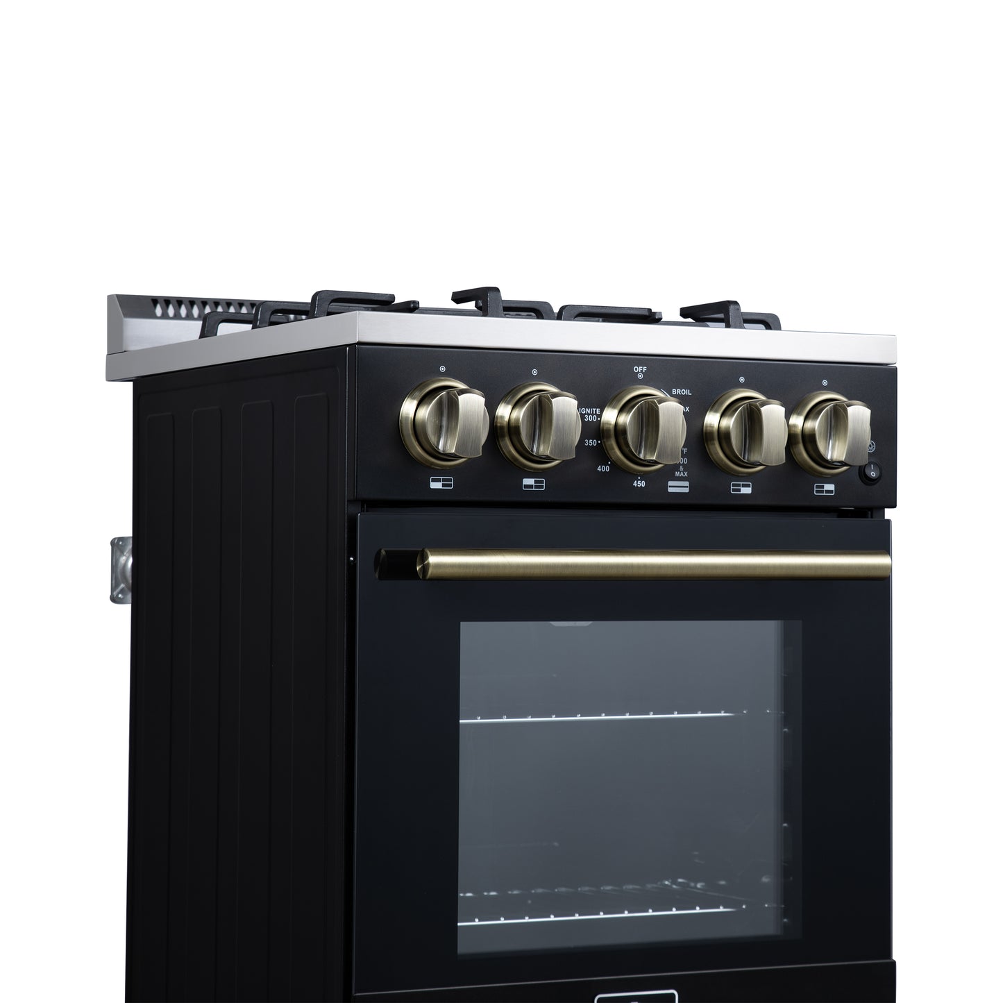 Cuisinière à gaz autonome Forno Lamazze de 20 pouces, noire, design compact