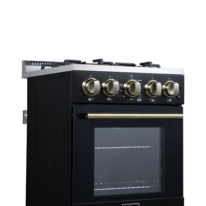 Cuisinière à gaz autonome Forno Lamazze de 20 pouces, noire, design compact