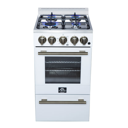 Cocina a gas independiente Forno Lamazze de 20 pulgadas en color blanco, diseño compacto