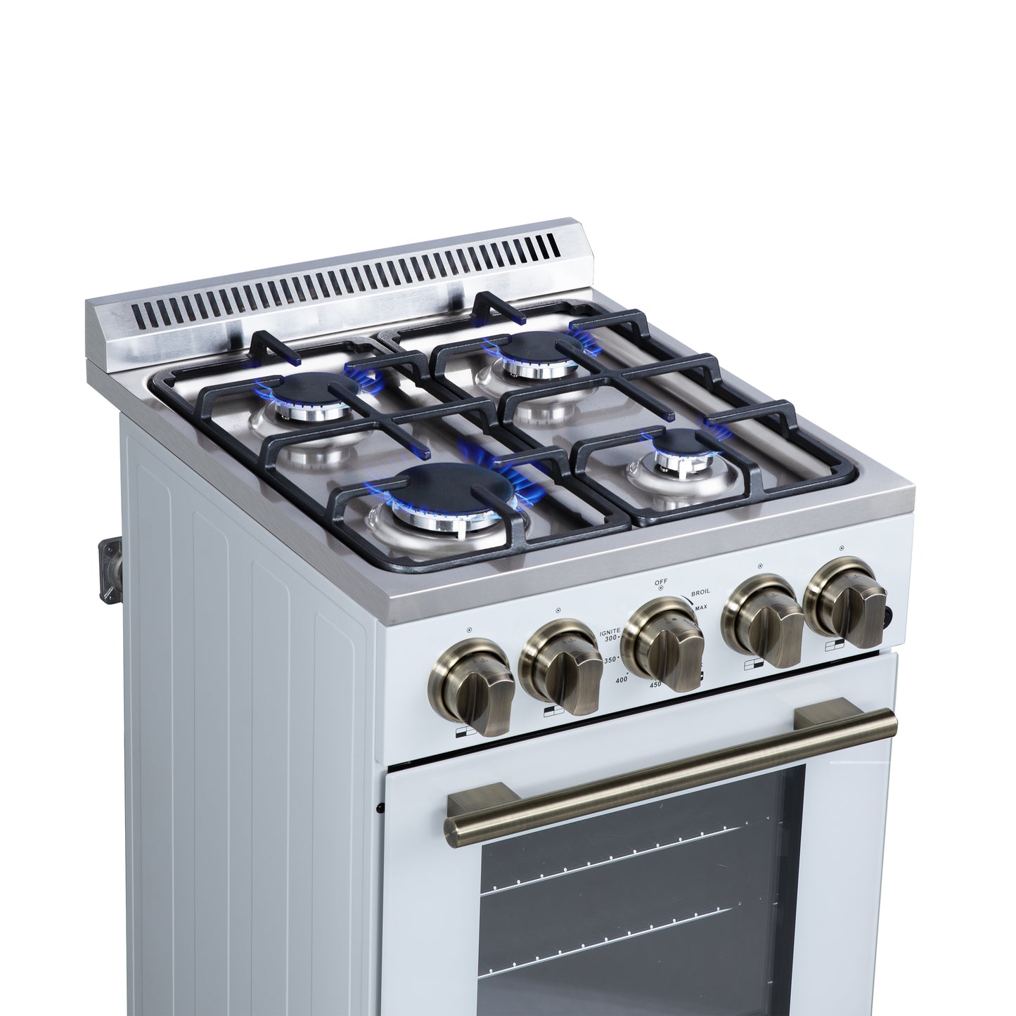 Cocina a gas independiente Forno Lamazze de 20 pulgadas en color blanco, diseño compacto