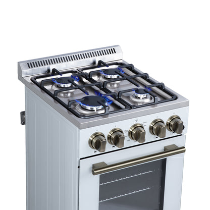 Cocina a gas independiente Forno Lamazze de 20 pulgadas en color blanco, diseño compacto