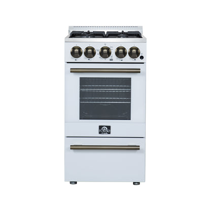 Cocina a gas independiente Forno Lamazze de 20 pulgadas en color blanco, diseño compacto
