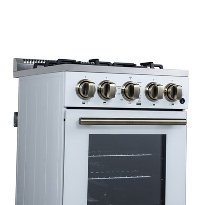Cocina a gas independiente Forno Lamazze de 20 pulgadas en color blanco, diseño compacto