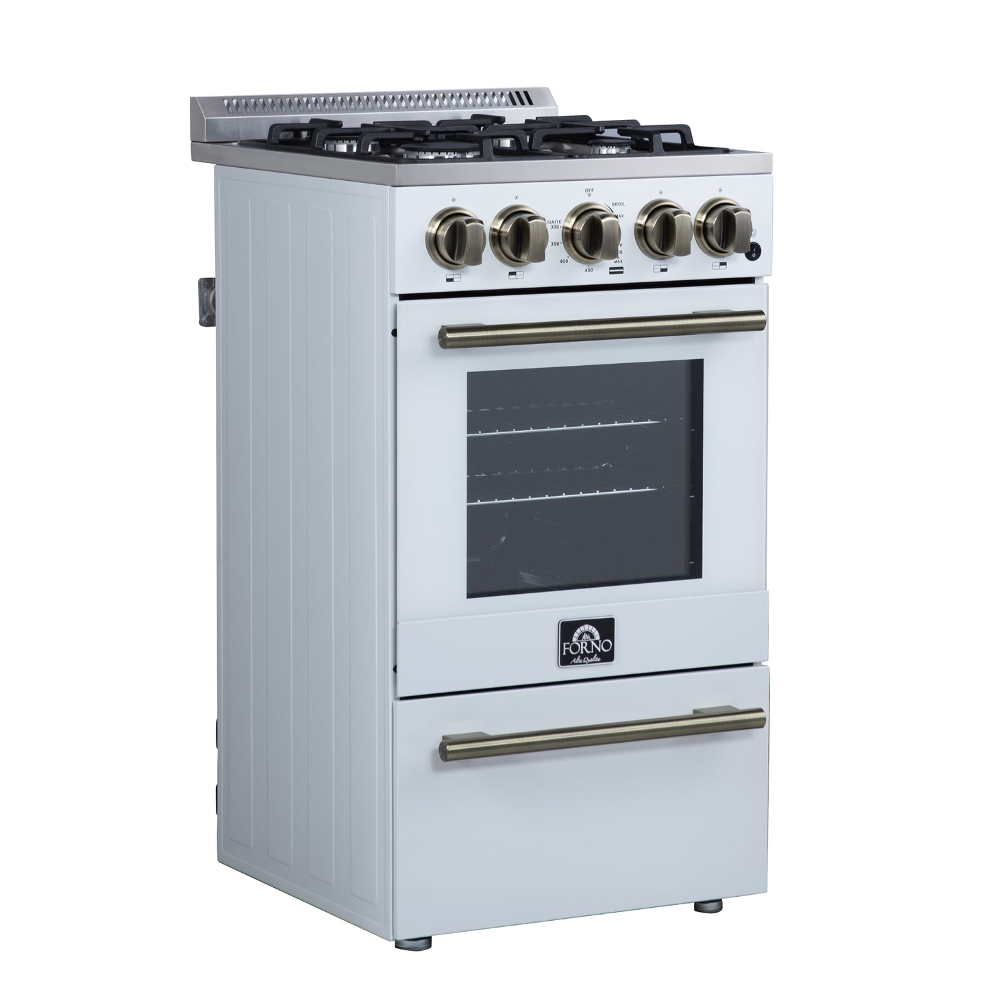 Cocina a gas independiente Forno Lamazze de 20 pulgadas en color blanco, diseño compacto