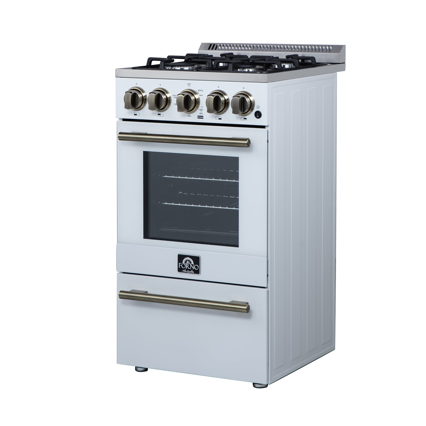 Cocina a gas independiente Forno Lamazze de 20 pulgadas en color blanco, diseño compacto