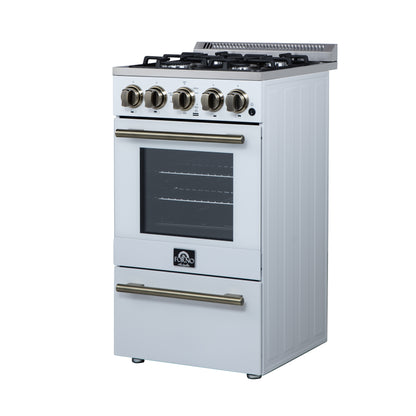 Cocina a gas independiente Forno Lamazze de 20 pulgadas en color blanco, diseño compacto