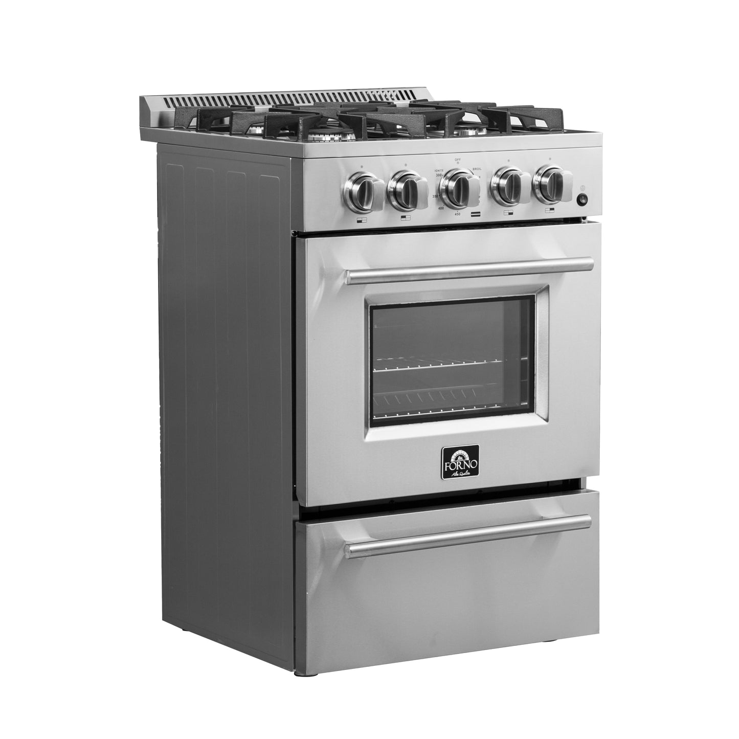 Forno Breno 24-Inch Freestanding Gas Range, Compact Design, Energy Efficient - Forno Appliances