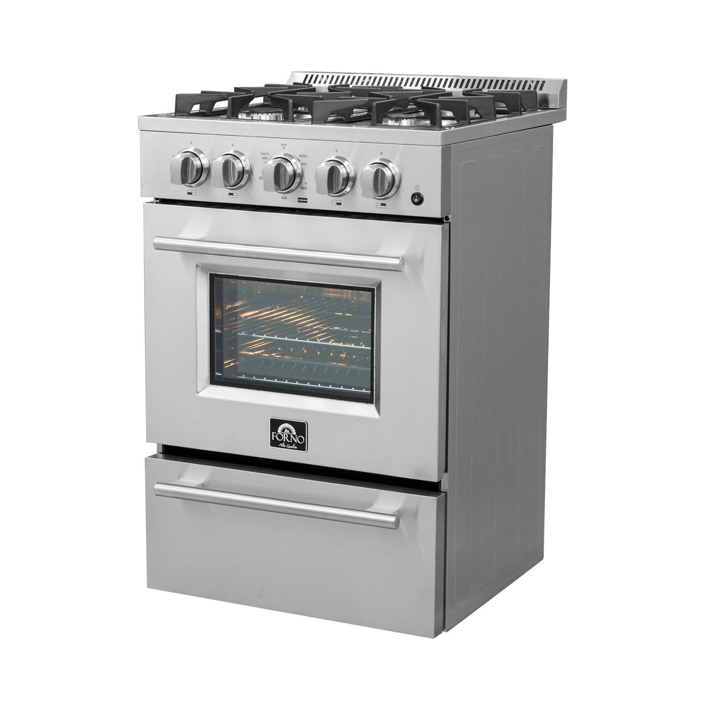 Forno Breno 24-Inch Freestanding Gas Range, Compact Design, Energy Efficient - Forno Appliances