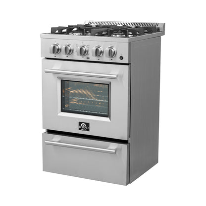Forno Breno 24-Inch Freestanding Gas Range, Compact Design, Energy Efficient - Forno Appliances