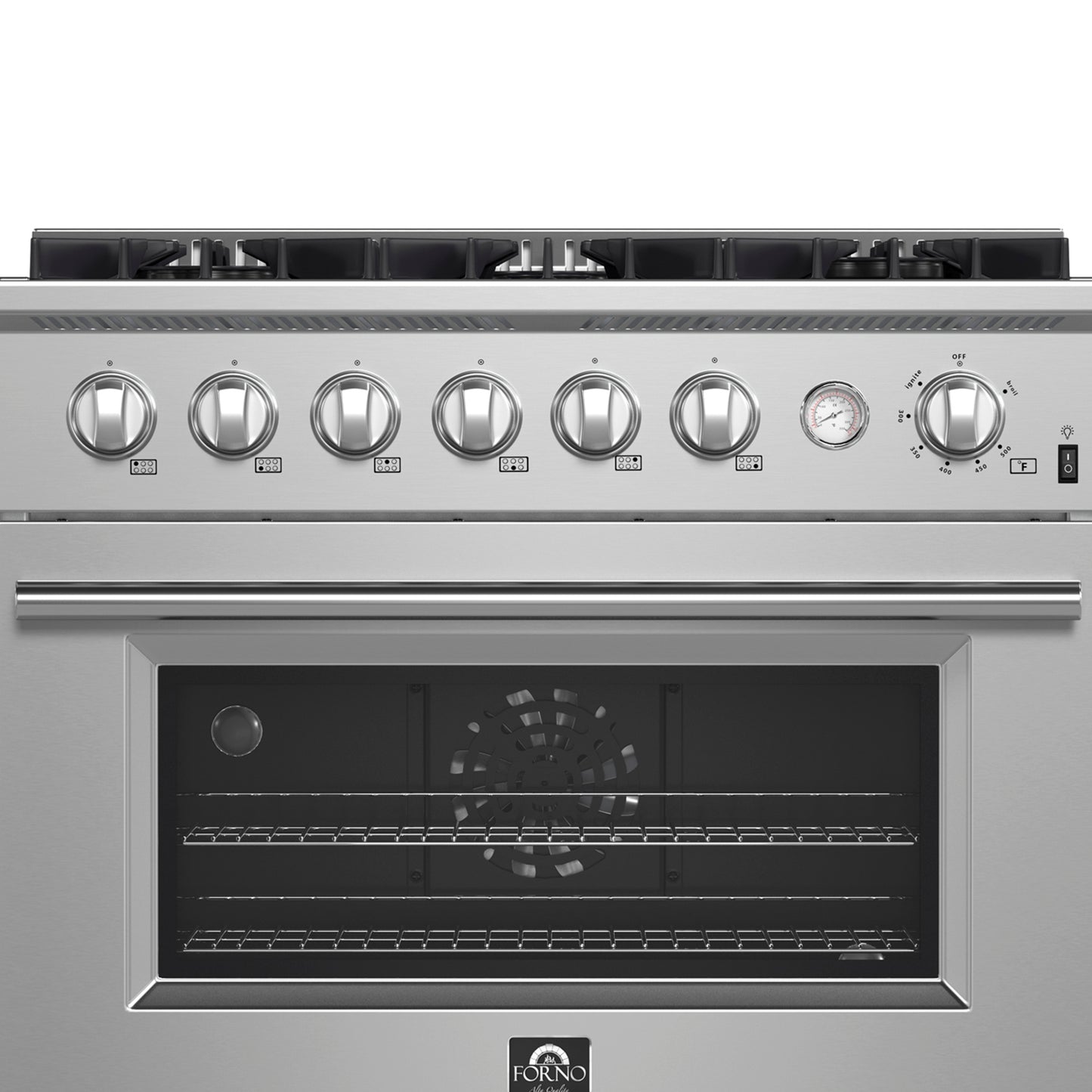Cocina a gas Marco de 36 pulgadas, acero inoxidable, 6 quemadores, 67,000 BTU, horno de convección de 5.36 pies cúbicos