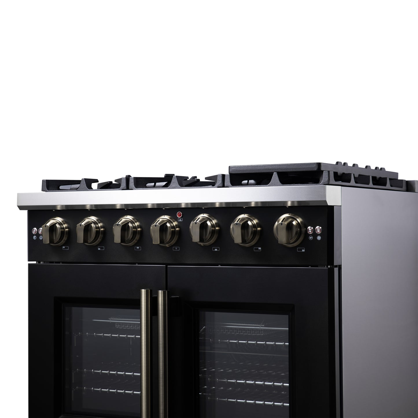 Forno Capriasca 36-Inch Black Freestanding French Door Gas Range, 6 Burners, Convection Oven, Energy Efficient