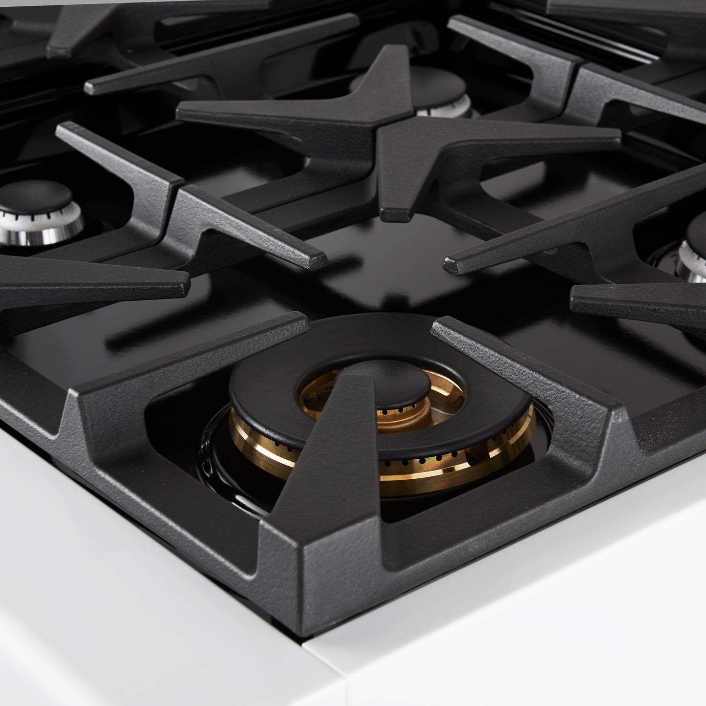 Cocina a gas independiente Forno Antico de 91 cm, color blanco, diseño de latón antiguo, 6 quemadores, horno de convección, de bajo consumo.